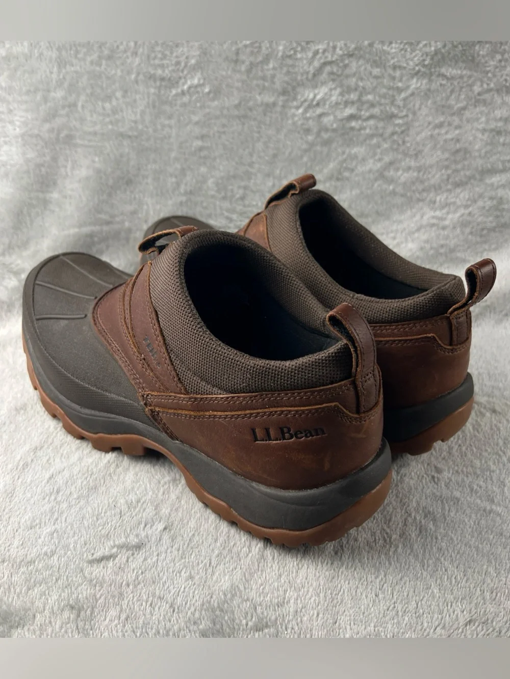 LL Bean TEK 2.5 Storm Chaser 507173 Low Slip on Dk Brown Leather Duck Boot 10.5